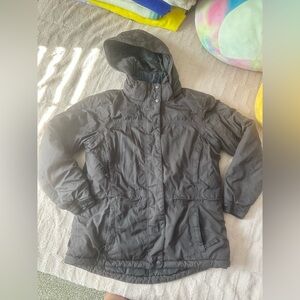 LL Bean Coat Womens M Petite PM Dark Brown Quilted Full Zip